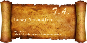 Tordy Armandina névjegykártya
